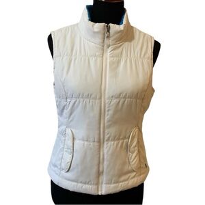 Aeropostale White & Blue Puffer Vest Junior’s/Women’s Size Medium